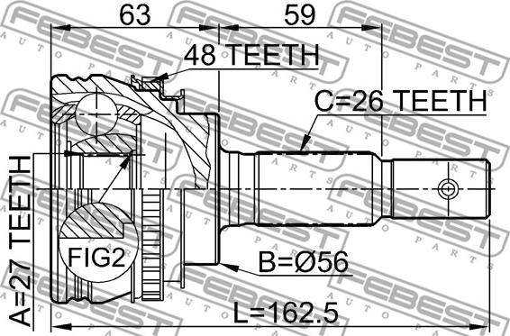 Febest 0110-012A48 - Шарнірний комплект, ШРУС, приводний вал autozip.com.ua