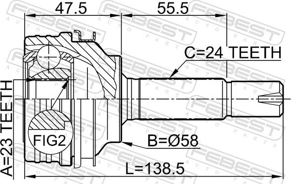 Febest 0110-035 - Шарнір, ШРУС, приводний вал autozip.com.ua