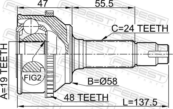 Febest 0110-073A48 - Шарнір, ШРУС, приводний вал autozip.com.ua