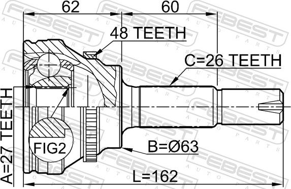 Febest 0110-072A48 - Шарнір, ШРУС, приводний вал autozip.com.ua
