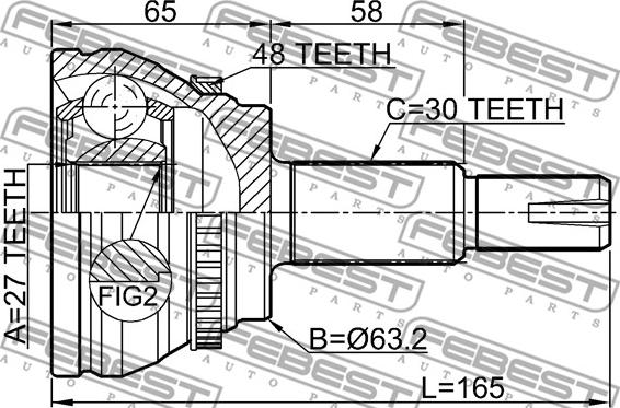 Febest 0110-CLR30A48 - Шарнірний комплект, ШРУС, приводний вал autozip.com.ua