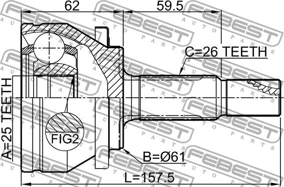 Febest 0110-ZRE181 - Шарнірний комплект, ШРУС, приводний вал autozip.com.ua