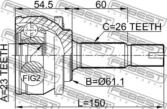 Febest 0110-ZZE150 - Шарнірний комплект, ШРУС, приводний вал autozip.com.ua