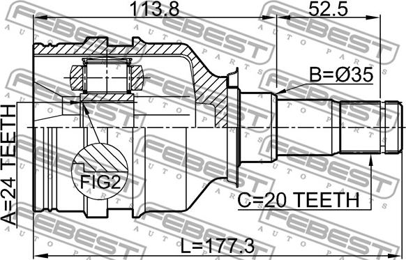 Febest 0111-220LH - Шарнірний комплект, ШРУС, приводний вал autozip.com.ua