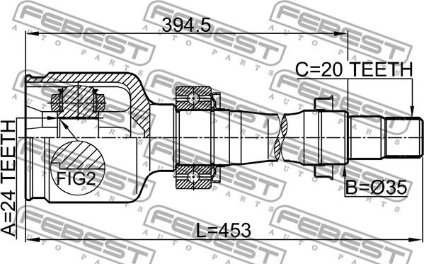 Febest 0111-220RH - Шарнірний комплект, ШРУС, приводний вал autozip.com.ua