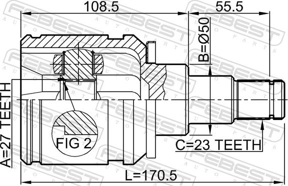 Febest 0111-ACA20LH - Шарнір, ШРУС, приводний вал autozip.com.ua