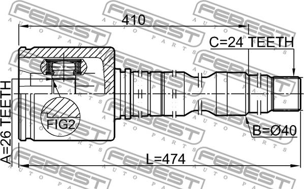 Febest 0111-ACV40RH - Шарнірний комплект, ШРУС, приводний вал autozip.com.ua