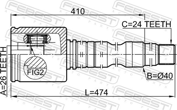Febest 0111-ACV40RH - Шарнір, ШРУС, приводний вал autozip.com.ua