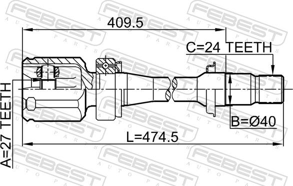 Febest 0111-ACV30RH - Шарнірний комплект, ШРУС, приводний вал autozip.com.ua