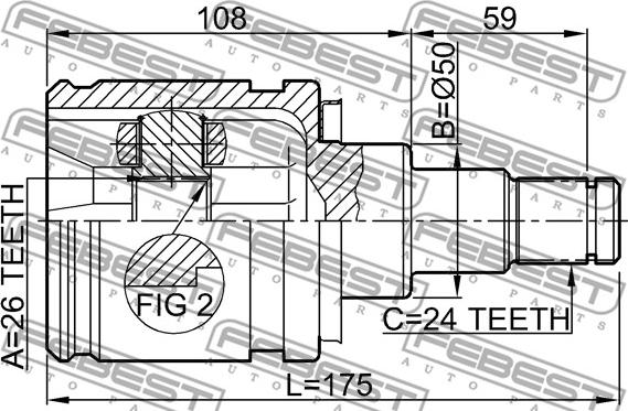 Febest 0111-AZT250LH - Шарнірний комплект, ШРУС, приводний вал autozip.com.ua