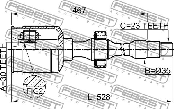 Febest 0111-GRX125RH - Шарнірний комплект, ШРУС, приводний вал autozip.com.ua