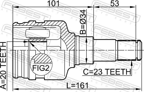 Febest 0111-KSP90 - Шарнір, ШРУС, приводний вал autozip.com.ua