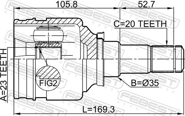 Febest 0111-NHW20RH - Шарнір, ШРУС, приводний вал autozip.com.ua