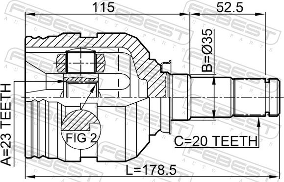 Febest 0111-SXM10LH - Шарнір, ШРУС, приводний вал autozip.com.ua