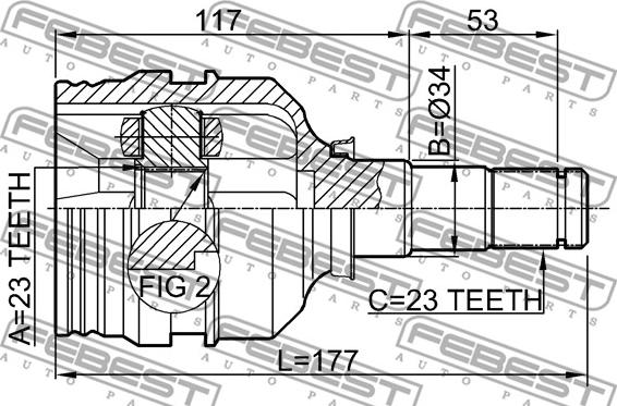 Febest 0111-ZZE120 - Шарнірний комплект, ШРУС, приводний вал autozip.com.ua