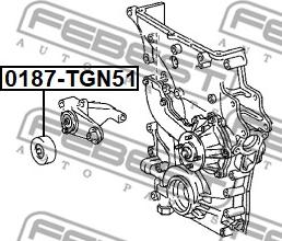 Febest 0187-TGN51 - Паразитний / провідний ролик, поліклиновий ремінь autozip.com.ua