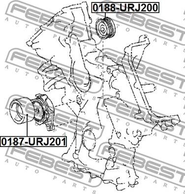 Febest 0187-URJ201 - Паразитний / провідний ролик, поліклиновий ремінь autozip.com.ua