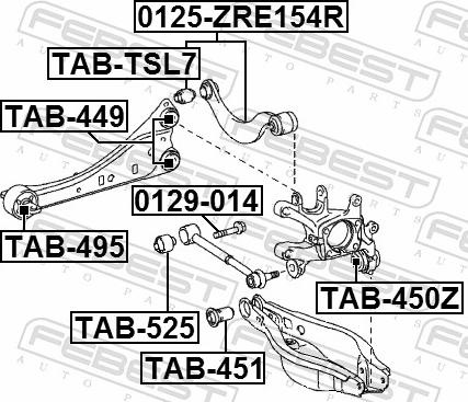 Febest TAB-525 - Сайлентблок, важіль підвіски колеса autozip.com.ua
