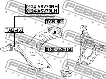 Febest 0124-ASV70LH - Важіль незалежної підвіски колеса autozip.com.ua