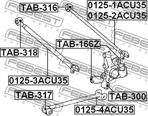 Febest TAB-300 - Сайлентблок, важеля підвіски колеса autozip.com.ua