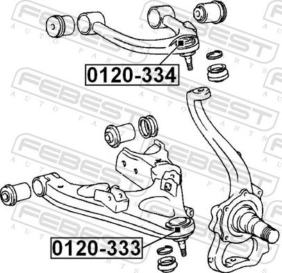 Febest 0120-333 - Шарова опора, несучий / направляючий шарнір autozip.com.ua
