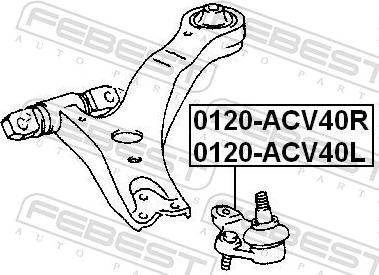 Febest 0120-ACV40L - Шарова опора, несучий / направляючий шарнір autozip.com.ua