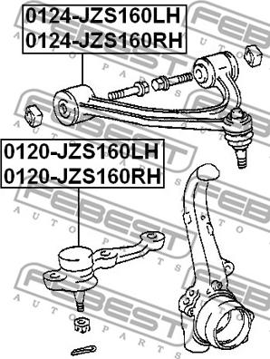 Febest 0120-JZS160LH - Шарова опора, несучий / направляючий шарнір autozip.com.ua