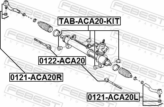 Febest 0122-ACA20 - Осьовий шарнір, рульова тяга autozip.com.ua