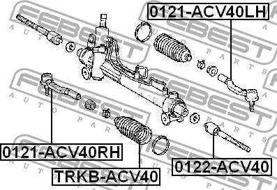 Febest TRKB-ACV40 - Пильовик рульової рейки LEXUS ES 3.5 06-12 Вир-во FEBEST autozip.com.ua