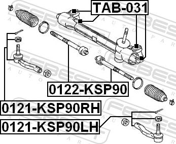 Febest 0121-KSP90RH - Наконечник рульової тяги, кульовий шарнір autozip.com.ua