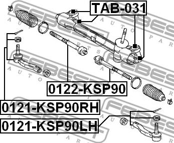 Febest 0121-KSP90RH - Наконечник рульової тяги, кульовий шарнір autozip.com.ua