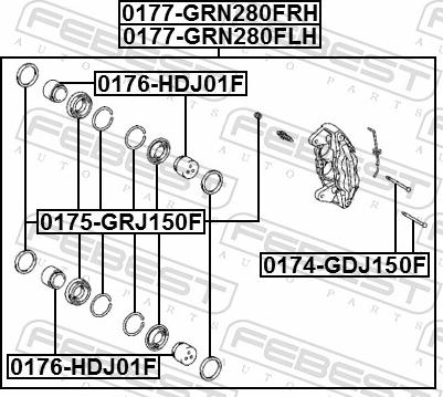 Febest 0175-GRJ150F - Ремкомплект, гальмівний супорт autozip.com.ua