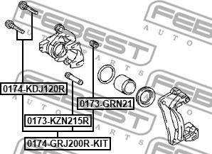 Febest 0174-GRJ200R-KIT - Направляючий болт, корпус скоби гальма autozip.com.ua