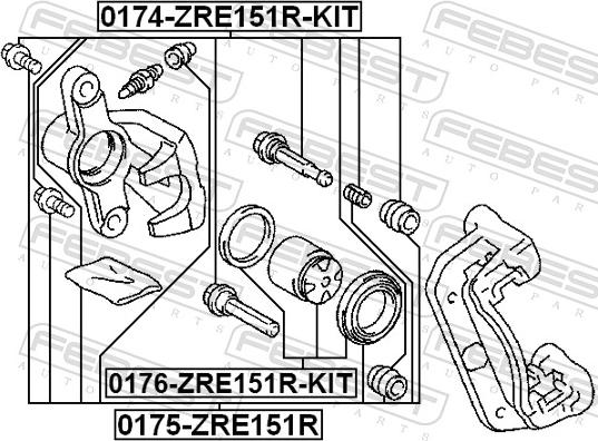 Febest 0174-ZRE151R-KIT - Направляючий болт, корпус скоби гальма autozip.com.ua
