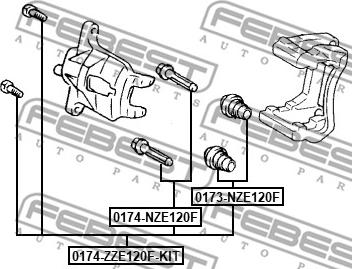 Febest 0174-ZZE120F-KIT - Направляючий болт, корпус скоби гальма autozip.com.ua