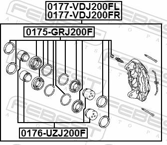 Febest 0175-GRJ200F - Ремкомплект, гальмівний супорт autozip.com.ua