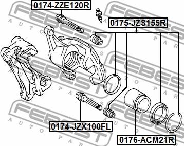 Febest 0175-JZS155R - Ремкомплект, гальмівний супорт autozip.com.ua