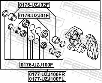 Febest 0176-UZJ02F - Поршень, корпус скоби гальма autozip.com.ua