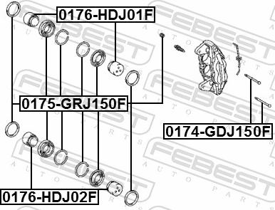 Febest 0176-HDJ01F - Поршень, корпус скоби гальма autozip.com.ua