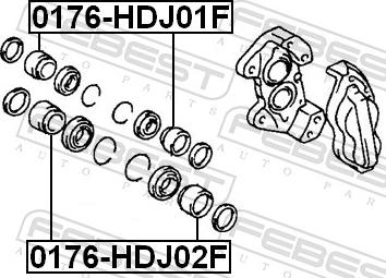 Febest 0176-HDJ02F - Поршень, корпус скоби гальма autozip.com.ua
