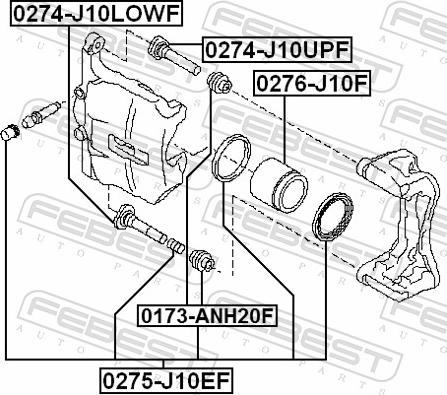 Febest 0276-J10F - Поршень, корпус скоби гальма autozip.com.ua