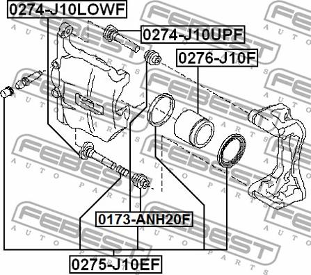 Febest 0274-J10LOWF - Втулка направляющая суппорта передн. NISSAN X-TRAIL T31 2007-2013  пр-во FEBEST autozip.com.ua