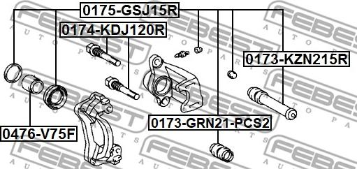 Febest 0173-GRN21-PCS2 - Пильник, управління корпусу скоби гальма autozip.com.ua