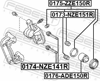 Febest 0176-ADE150R - Поршень, корпус скоби гальма autozip.com.ua