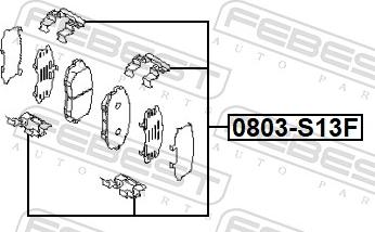 Febest 0803-S13F - Комплектуючі, колодки дискового гальма autozip.com.ua
