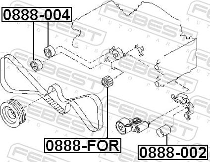 Febest 0888-FOR - Паразитний / Провідний ролик, зубчастий ремінь autozip.com.ua
