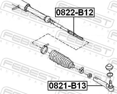 Febest 0822-B12 - Осьовий шарнір, рульова тяга autozip.com.ua