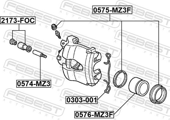 Febest 0303-001 - Пружина, колодки дискового гальма autozip.com.ua
