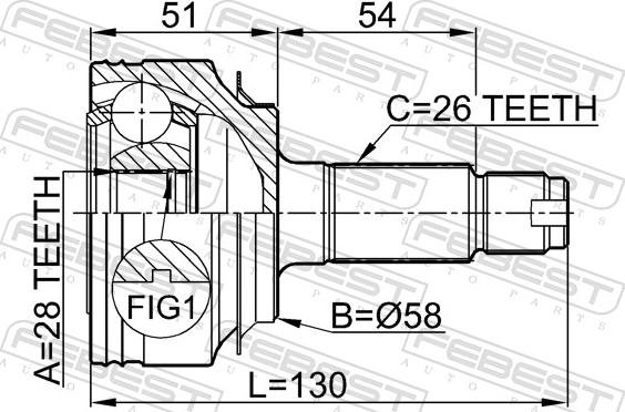 Febest 0310-FDAT - Шарнір, ШРУС, приводний вал autozip.com.ua