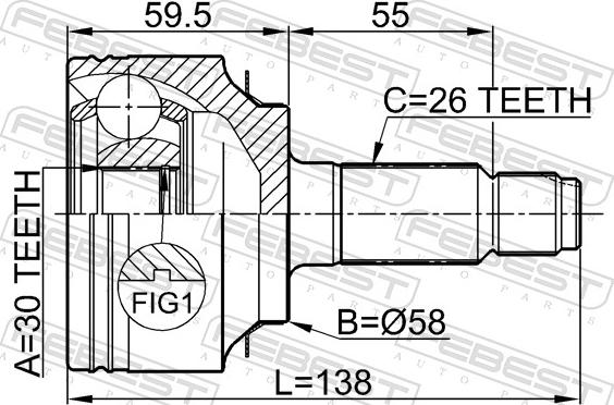 Febest 0310-FD - Шарнір, ШРУС, приводний вал autozip.com.ua